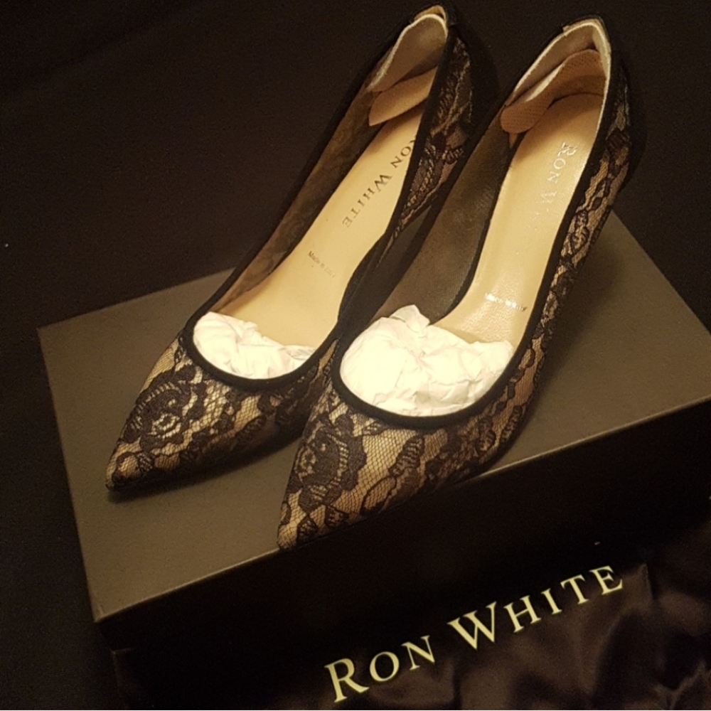 Ron white lace heels